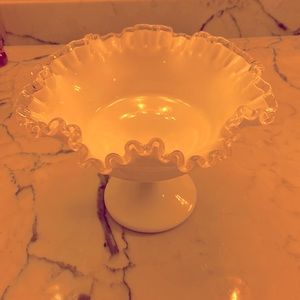 Fenton white silver crest